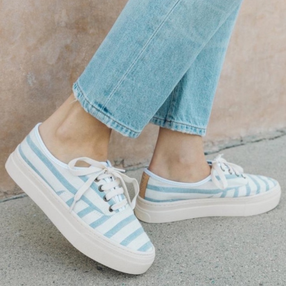 Soludos Platform Stripe Sneaker Shoe Women’s NIB